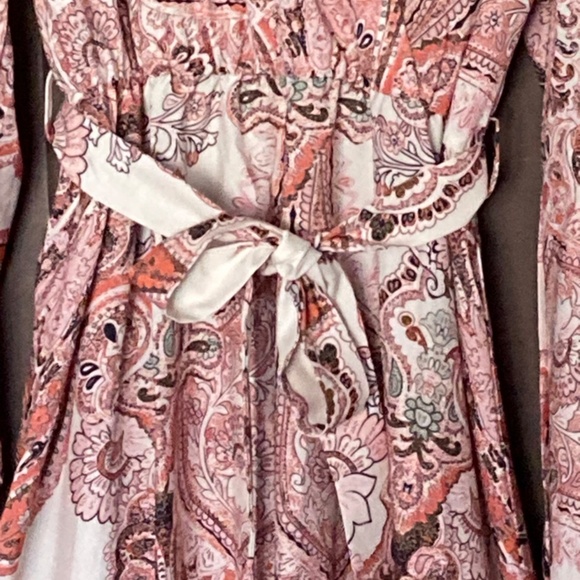 Faux Wrap sx 8/10L Pink/Orange Paisley multi color Maxi Dress - Picture 7 of 13